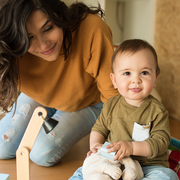 Mother and child playing